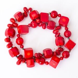 Set of 2 bamboo coral stretch bracelets southwestern vibe beaded bracelets